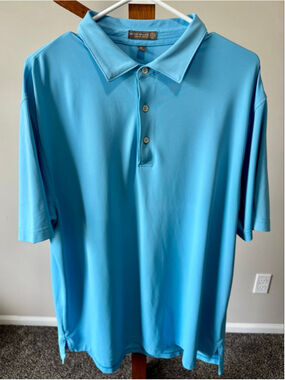 Men's Peter Millar Polo Shirt XL Light Blue Summer Comfort